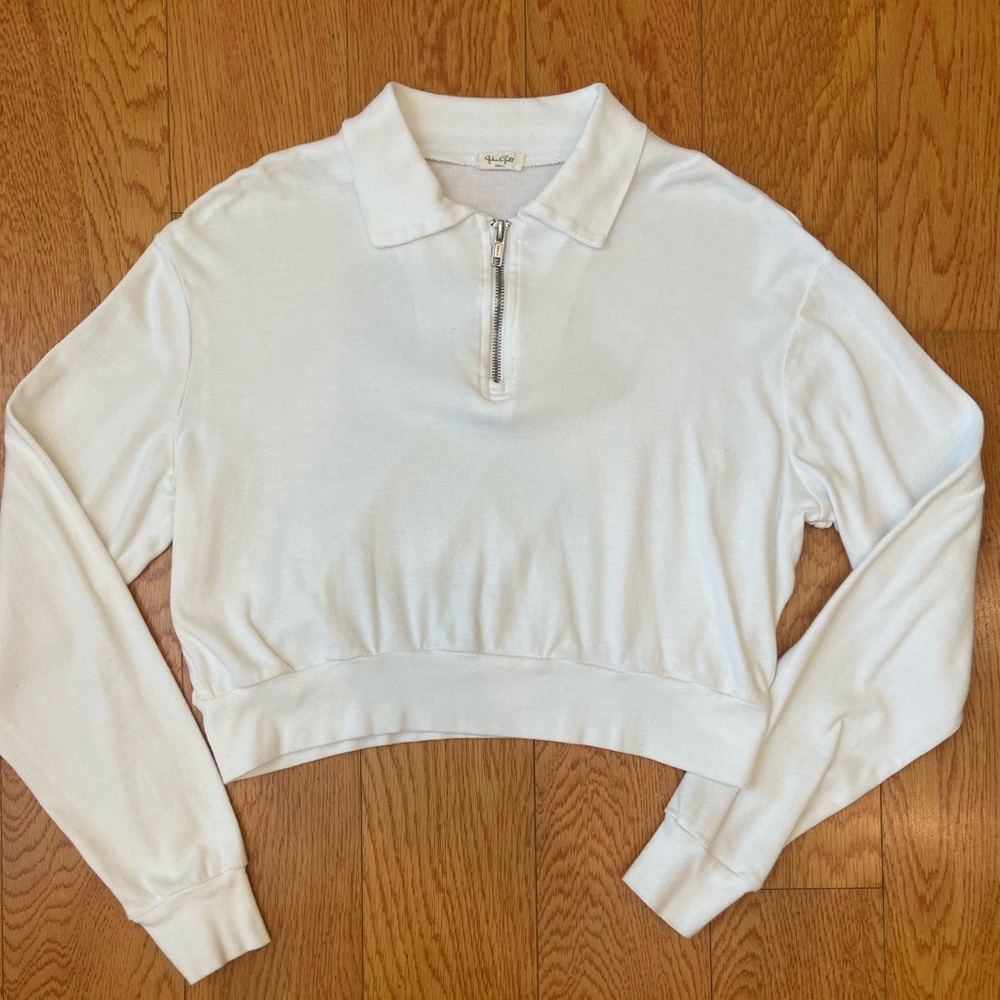 Brandy Melville John Galt Cropped White collared shirt, Small